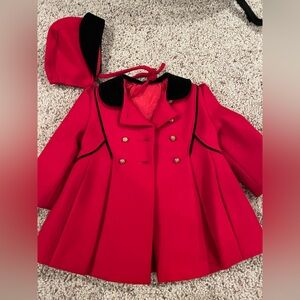Vintage FW Fischer Red Wool Coat & Hat
